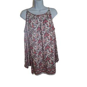 Max Studio Womens Halter Top Medium Pink Strap Sleevless Floral Coconutgirl Boho